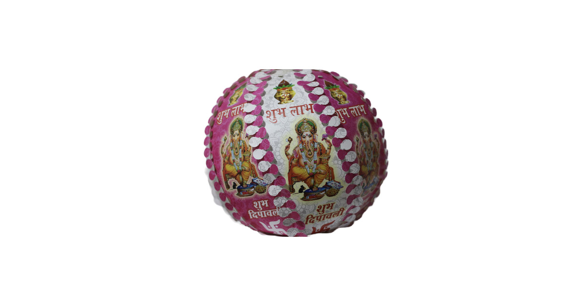 Round festive decorative lamp with colorful Lakshmi motifs